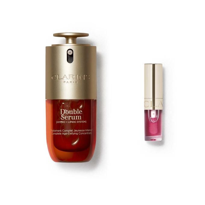 Zestaw przeciwstarzeniowy do pielęgnacji sk&oacute;ry &ndash; Clarins Double Serum & Lip Comfort Oil